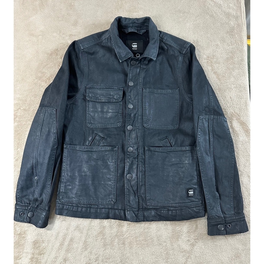 G-Star RAW Denim Jacket Blake Worker PM Mens Size Medium Black EUC